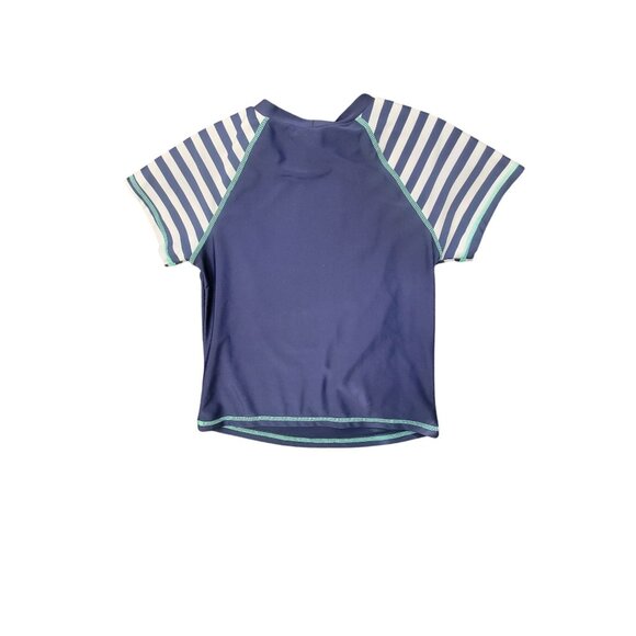 Cat & Jack Kids Blue Rash Guard Shirt SEA SUN SAND Print Striped Sleeves XL (14/ - Picture 4 of 4